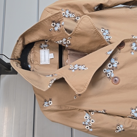 Charter Club Petite-Petite Embroidered Trench Coat In Soft Chestnut - Picture 12 of 16